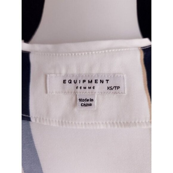 Equipment Leonne Striped Wrap Dress Size XS Black White $425US - Picture 10 of 14